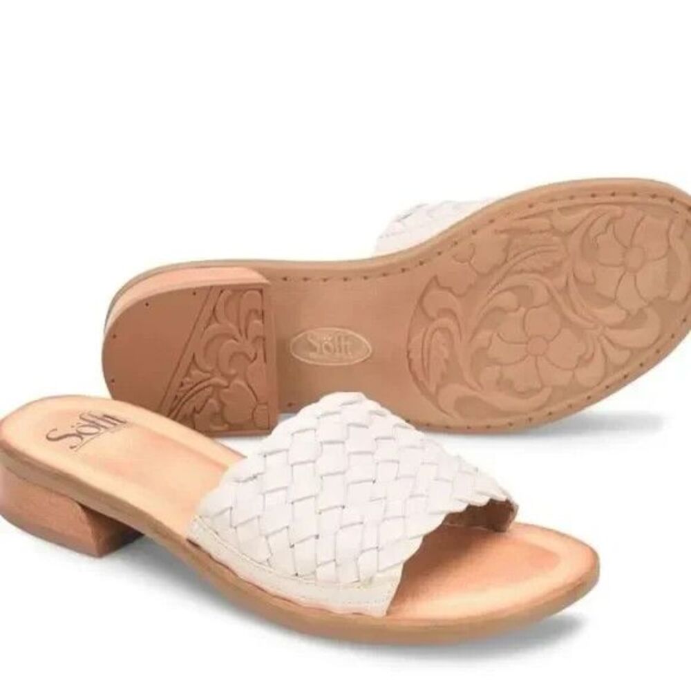Sofft Women's Ardee Woven Natural Leather Comfort Slide Sandals  Size 11